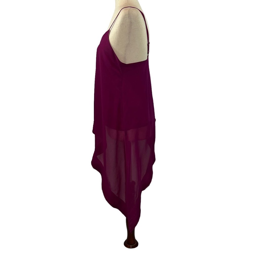 BUFFALO by David Bitton Raspberry Asymmetrical Chiffon Tank Top Size S - Picture 4 of 14